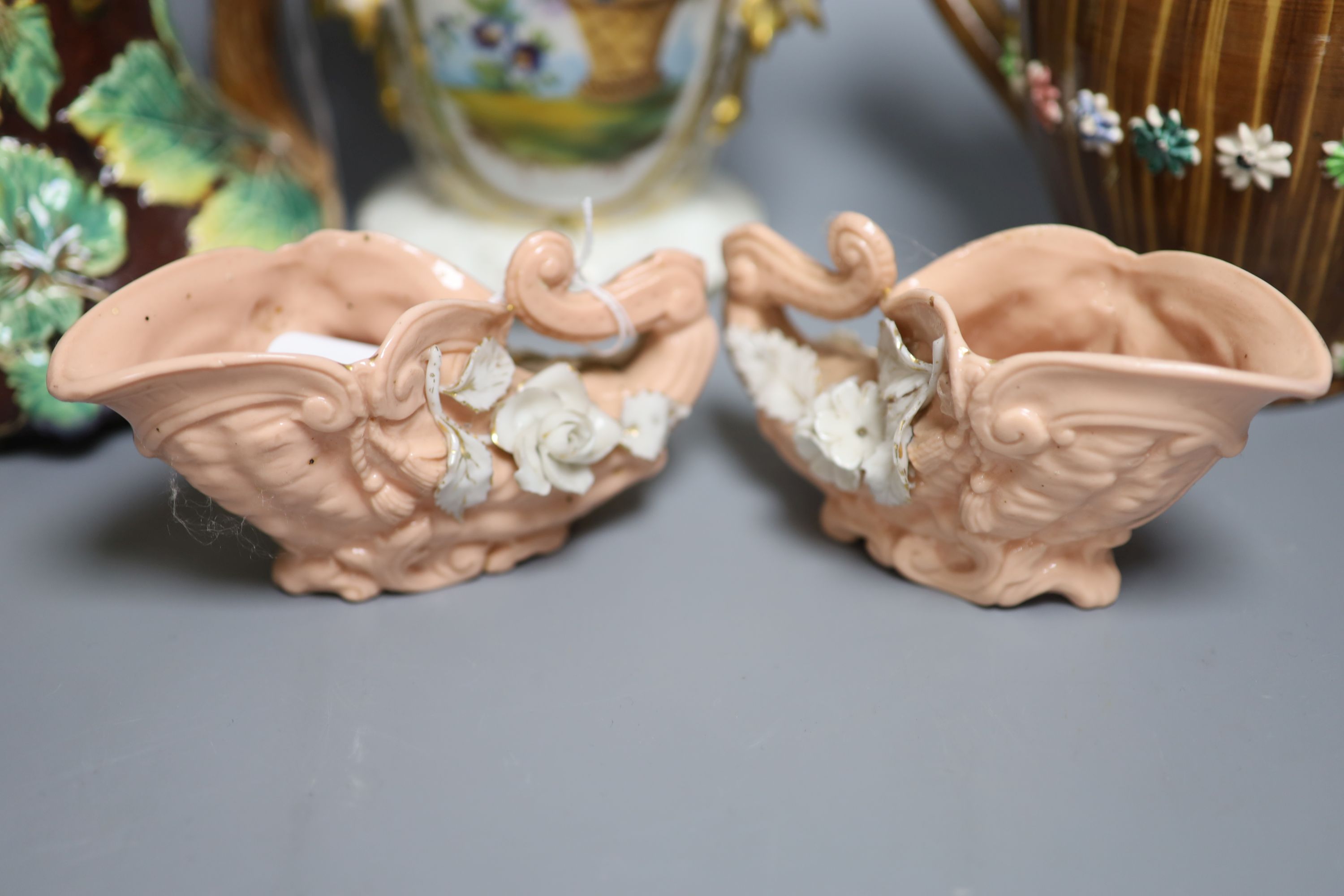 A Continental porcelain vase (converted to electricity) and sundry ceramics,